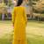Yellow embroidered art silk straight cut kurta