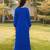 Royal-blue embroidered art silk straight cut kurta palazzo set