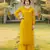 Yellow embroidered art silk straight cut kurta palazzo set