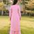 Light-pink embroidered art silk straight cut kurta palazzo set