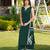 Dark-green embroidered modal satin straight cut kurta culottes set