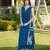 Royal-blue embroidered modal satin straight cut kurta culottes set