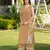 Light-brown embroidered modal satin straight cut kurta culottes set