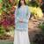 Light-blue embroidered modal satin straight cut kurta