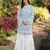 Light-blue embroidered modal satin straight cut kurta kalidar palazzo set