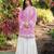 Light-pink embroidered modal satin straight cut kurta