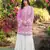 Light-pink embroidered modal satin straight cut kurta kalidar palazzo set