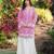 Light-pink embroidered modal satin straight cut kurta kalidar palazzo set