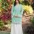 Light-green embroidered modal satin straight cut kurta kalidar palazzo set
