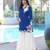 Royal-blue embroidered modal satin straight cut kurta kalidar palazzo set