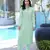 Light-green embroidered modal satin straight cut kurta pants set