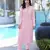 Light-pink embroidered modal satin straight cut kurta pants set