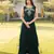 Dark-green embroidered art silk a line kurta palazzo set