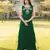 Green embroidered art silk a line kurta palazzo set