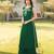 Green embroidered art silk a line kurta palazzo set