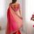 pink color chinnon art silk thread sequince work saree with blouse
