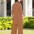 Light-brown embroidered viscose georgette straight cut kurta culottes set