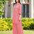 Light-pink embroidered viscose georgette straight cut kurta culottes set