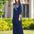 Navy-blue embroidered viscose georgette straight cut kurta