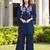 Navy-blue embroidered viscose georgette straight cut kurta culottes set