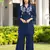 Navy-blue embroidered viscose georgette straight cut kurta culottes set