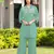Light-green embroidered viscose georgette straight cut kurta culottes set