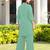 Light-green embroidered viscose georgette straight cut kurta culottes set