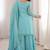 Sky blue color thread zari sequince embroidered work crunchy silk anarkali set