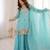 Sky blue color thread zari sequince embroidered work crunchy silk anarkali set