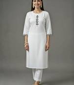 White embroidered rayon kurta set