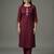 Maroon embroidered rayon kurta set