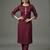 Maroon embroidered rayon kurta set