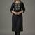 Black embroidered rayon kurta set