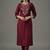 Maroon embroidered rayon kurta set