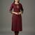 Maroon embroidered rayon kurta set