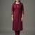 Maroon embroidered rayon kurta set
