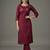 Maroon embroidered rayon kurta set