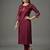 Maroon embroidered rayon kurta set