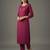 Pink embroidered rayon kurta set