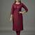 Maroon embroidered rayon kurta set