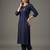 Navy embroidered rayon kurta set