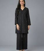 Black embroidered rayon kurta set