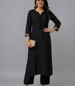 Black embroidered rayon kurta set
