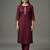Maroon embroidered rayon kurta set