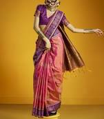 peach pure silk handloom weaving festival wear saree