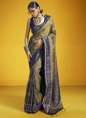 gray pure silk handloom weaving festival wear saree 1