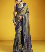 gray pure silk handloom weaving festival wear saree