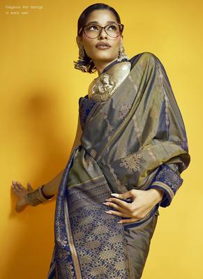 gray pure silk handloom weaving festival wear saree 2