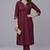 Maroon embroidered rayon kurta set