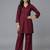 Maroon embroidered rayon kurta set